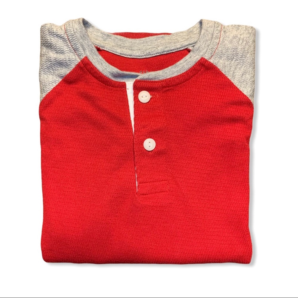 Gap Long Sleeve Red & Gray Raglan Henley - Picture 6 of 6